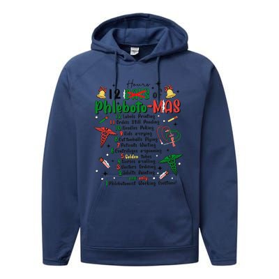 Lab Tech Phlebotomist Christmas Phlebotomy Tech Blood Tube Performance Fleece Hoodie