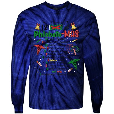 Lab Tech Phlebotomist Christmas Phlebotomy Tech Blood Tube Tie-Dye Long Sleeve Shirt