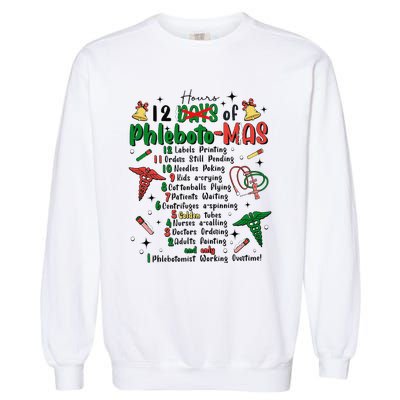 Lab Tech Phlebotomist Christmas Phlebotomy Tech Blood Tube Garment-Dyed Sweatshirt