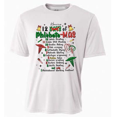 Lab Tech Phlebotomist Christmas Phlebotomy Tech Blood Tube Cooling Performance Crew T-Shirt