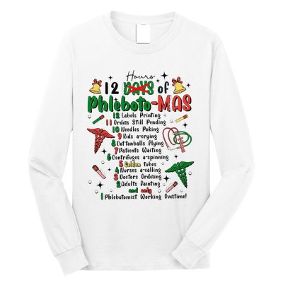 Lab Tech Phlebotomist Christmas Phlebotomy Tech Blood Tube Long Sleeve Shirt