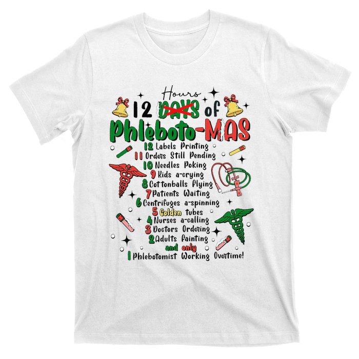 Lab Tech Phlebotomist Christmas Phlebotomy Tech Blood Tube T-Shirt