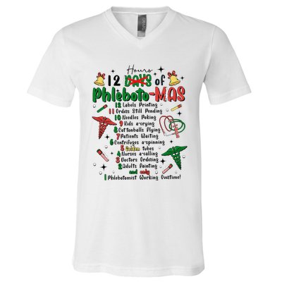 Lab Tech Phlebotomist Christmas Phlebotomy Tech Blood Tube V-Neck T-Shirt