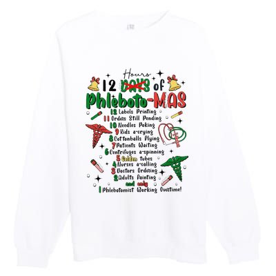 Lab Tech Phlebotomist Christmas Phlebotomy Tech Blood Tube Premium Crewneck Sweatshirt