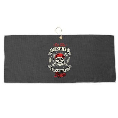 Let The Pirate Shenanigans Begin Crossbones Freebooter Large Microfiber Waffle Golf Towel