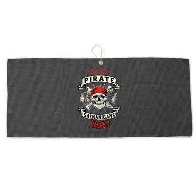 Let The Pirate Shenanigans Begin Crossbones Freebooter Large Microfiber Waffle Golf Towel