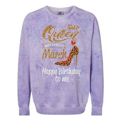 Leopard This Queen Was Born In March Happy Birthday Colorblast Crewneck Sweatshirt