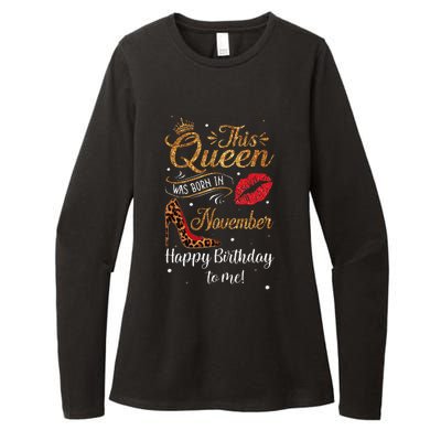 Leopard This Queen Was Born In November Happy Birthday To Me Womens CVC Long Sleeve Shirt