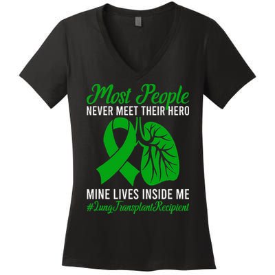 Lung Transplant Recipient Lung Transplant Survivor Women's V-Neck T-Shirt