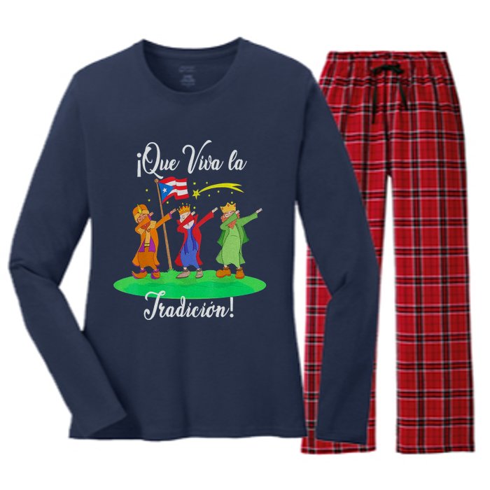 Los Tres Reyes Magos Three Wise Kings Dabbing Christmas Women's Long Sleeve Flannel Pajama Set 