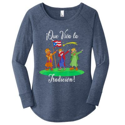 Los Tres Reyes Magos Three Wise Kings Dabbing Christmas Women's Perfect Tri Tunic Long Sleeve Shirt