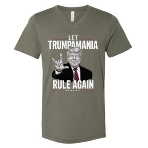 Let Trumpamania Rule Again Trump Wrestling Meme Fake News Trumpamania V-Neck T-Shirt