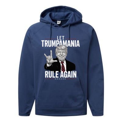 Let Trumpamania Rule Again Trump Wrestling Meme Fake News Trumpamania Performance Fleece Hoodie