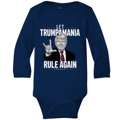 Let Trumpamania Rule Again Trump Wrestling Meme Fake News Trumpamania Baby Long Sleeve Bodysuit