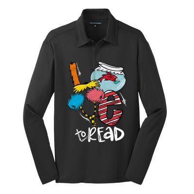 Love To Read Reading Lover Teacher Read Across America Reading Day Silk Touch Performance Long Sleeve Polo