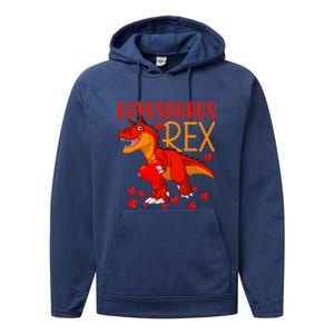 Lovesaurus T Rex Valentines Day Dinosaur Valentine Gift Performance Fleece Hoodie