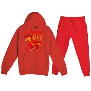 Lovesaurus T Rex Valentines Day Dinosaur Valentine Gift Premium Hooded Sweatsuit Set