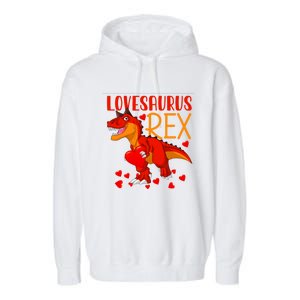 Lovesaurus T Rex Valentines Day Dinosaur Valentine Gift Garment-Dyed Fleece Hoodie