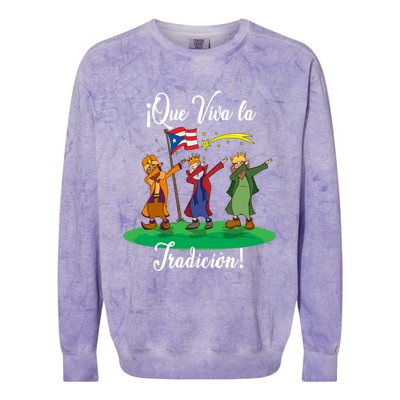 Los Tres Reyes Magos Three Wise Kings Dabbing Christmas Funny Gift Colorblast Crewneck Sweatshirt