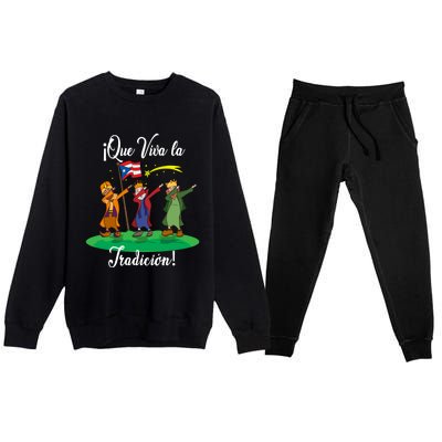 Los Tres Reyes Magos Three Wise Kings Dabbing Christmas Funny Gift Premium Crewneck Sweatsuit Set