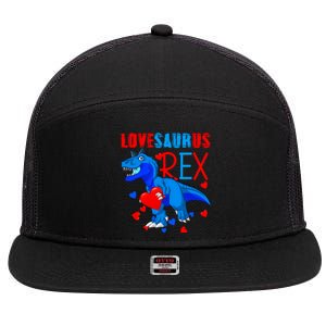 Lovesaurus T Rex Valentines Day Dinosaur Valentine Funny Gift 7 Panel Mesh Trucker Snapback Hat