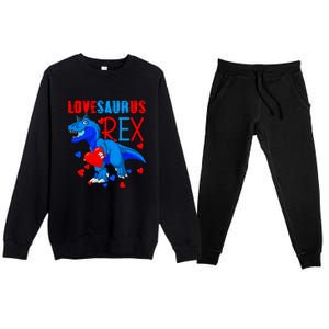 Lovesaurus T Rex Valentines Day Dinosaur Valentine Funny Gift Premium Crewneck Sweatsuit Set