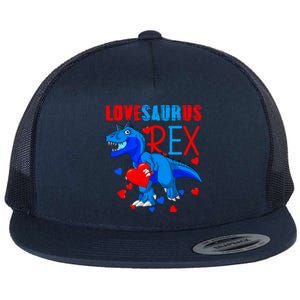 Lovesaurus T Rex Valentines Day Dinosaur Valentine Funny Gift Flat Bill Trucker Hat