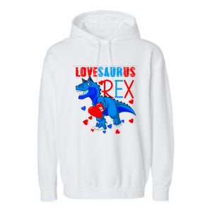 Lovesaurus T Rex Valentines Day Dinosaur Valentine Funny Gift Garment-Dyed Fleece Hoodie