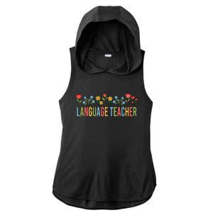 Language Teacher Retro Wildflowers Back To School Funny Gift Ladies PosiCharge Tri-Blend Wicking Draft Hoodie Tank