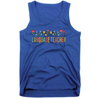 Language Teacher Retro Wildflowers Back To School Funny Gift Tank Top