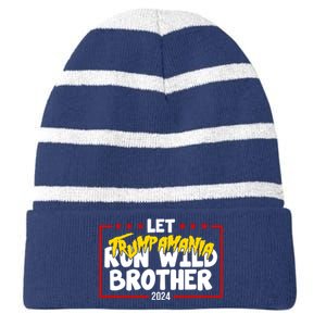 Let Trumpamania Run Wild Brother Trump 2024 Striped Beanie with Solid Band