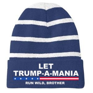 Let Trumpamania Run Wild Brother Pro Donald Trump Striped Beanie with Solid Band