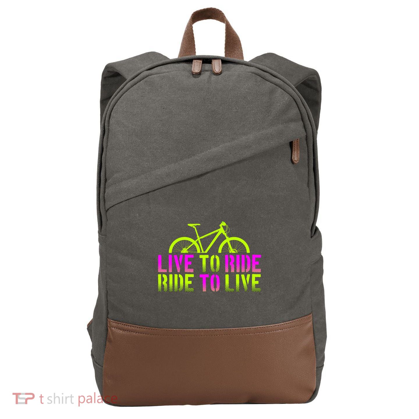 Live To Ride Ride To Live Bike Cotton Canvas Backpack