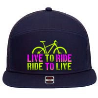 Live To Ride Ride To Live Bike 7 Panel Mesh Trucker Snapback Hat