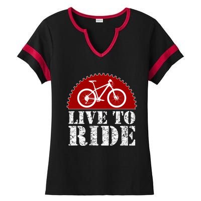 Live To Ride Biking Ladies Halftime Notch Neck Tee