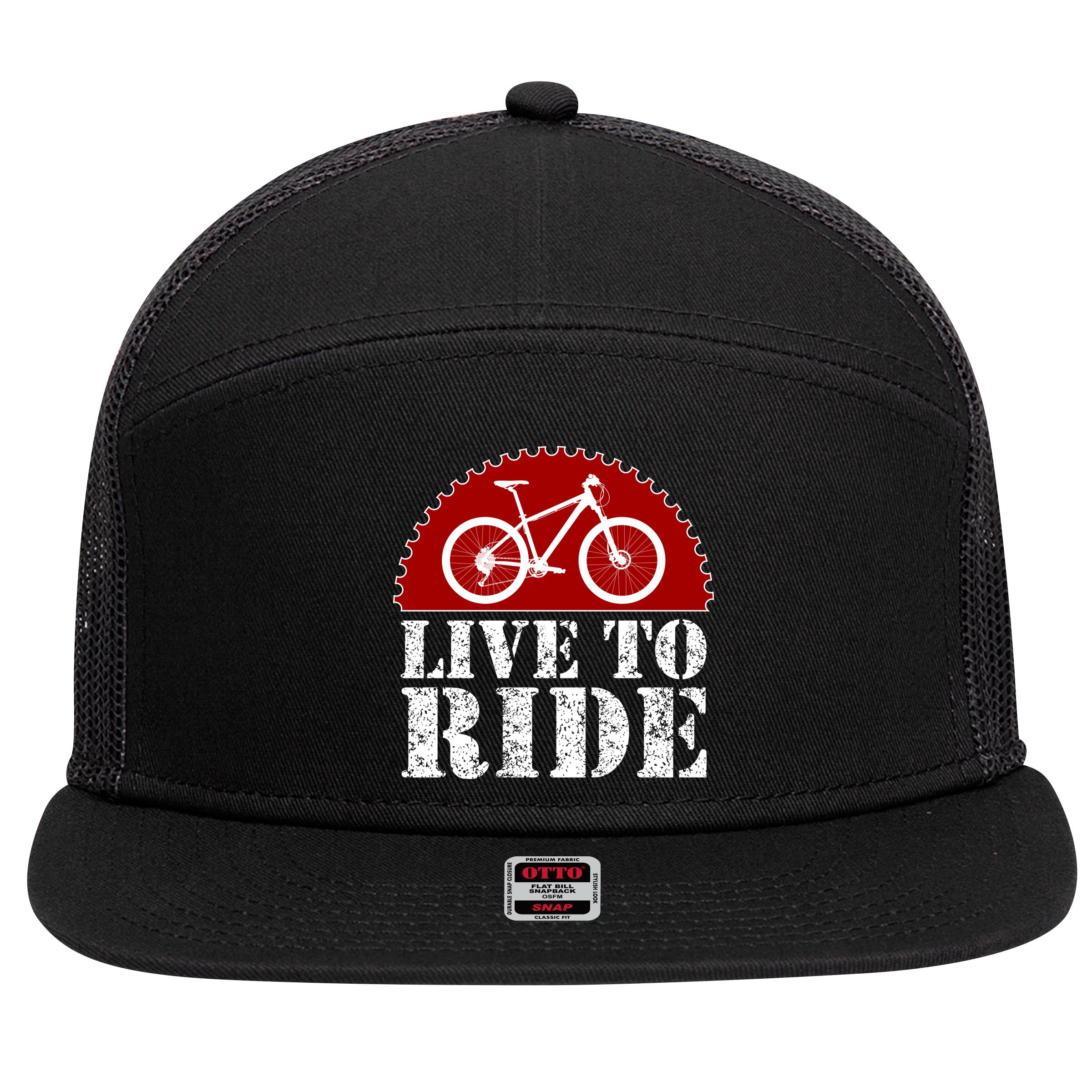 Live To Ride Biking 7 Panel Mesh Trucker Snapback Hat