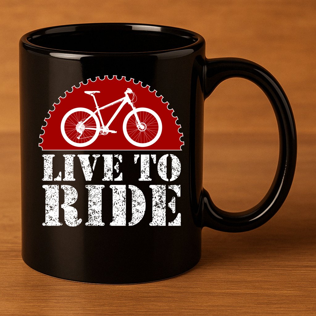 Live To Ride Biking 11oz C Handle Ceramic Mug