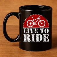 Live To Ride Biking 11oz C Handle Ceramic Mug