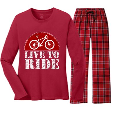 Live To Ride Biking Women's Long Sleeve Flannel Pajama Set 