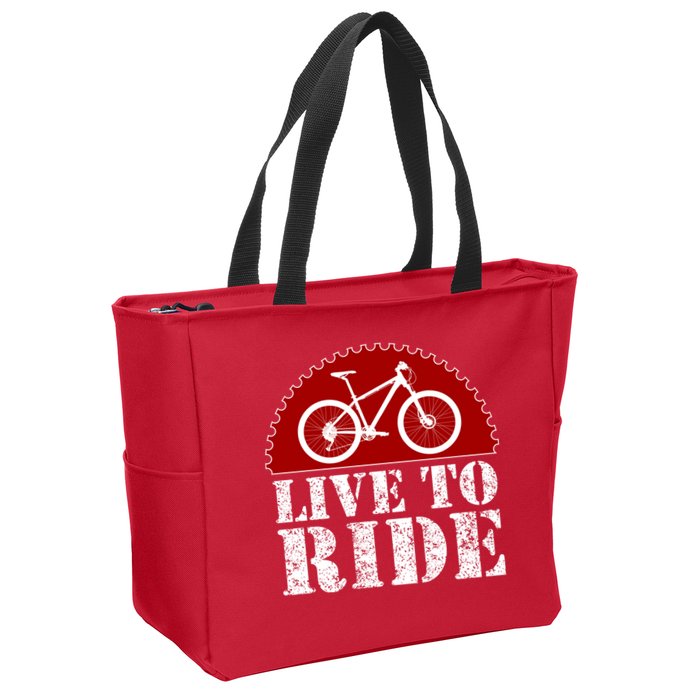 Live To Ride Biking Zip Tote Bag