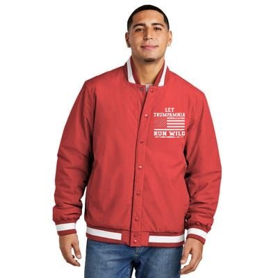 Let Trumpamania Run Wild Trump 2024 Insulated Varsity Jacket