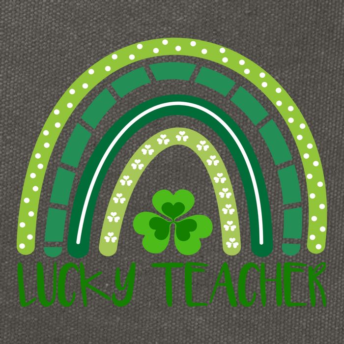 Lucky Teacher Rainbow St Patricks Day Cotton Canvas Backpack
