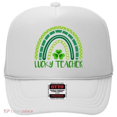 Lucky Teacher Rainbow St Patricks Day High Crown Mesh Back Trucker Hat