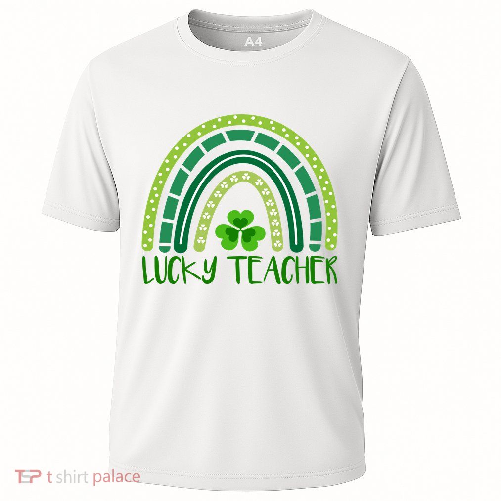 Lucky Teacher Rainbow St Patricks Day Cooling Performance Crew T-Shirt