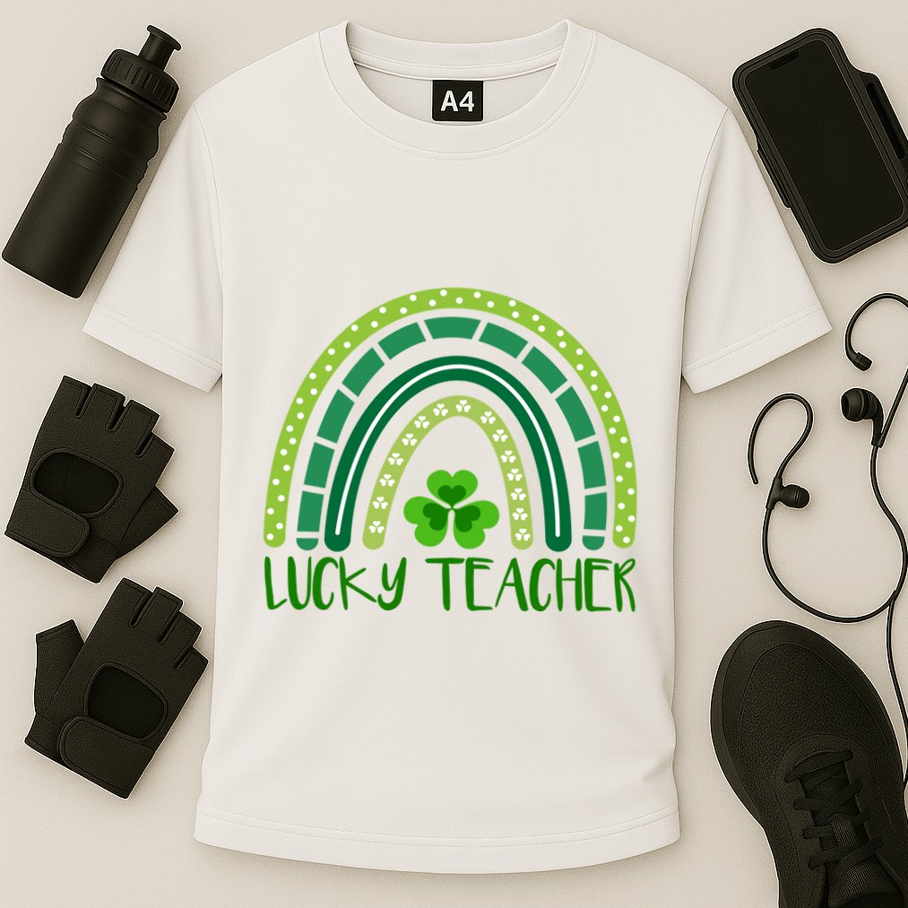 Lucky Teacher Rainbow St Patricks Day Cooling Performance Crew T-Shirt