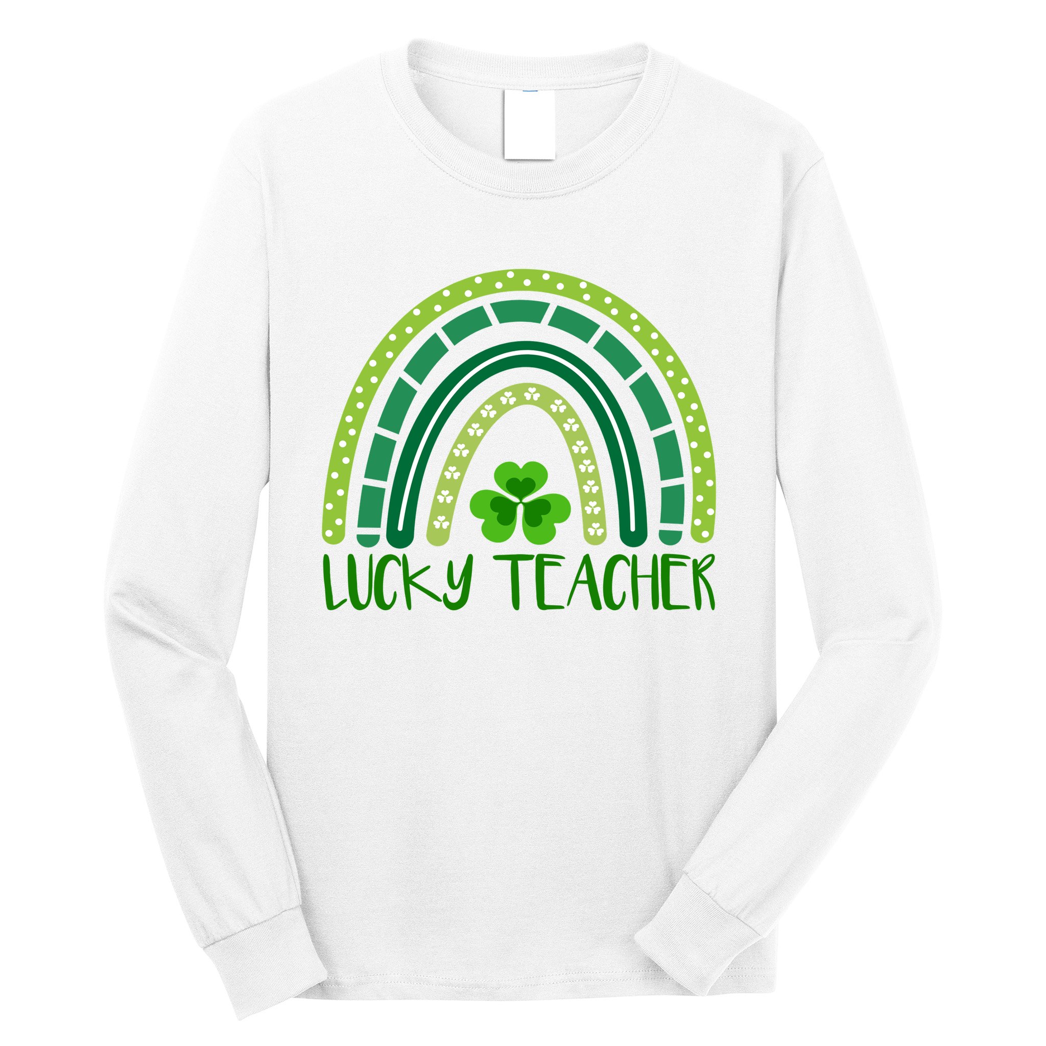 Lucky Teacher Rainbow St Patricks Day Long Sleeve Shirt