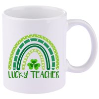 Lucky Teacher Rainbow St Patricks Day 11oz C Handle Ceramic Mug
