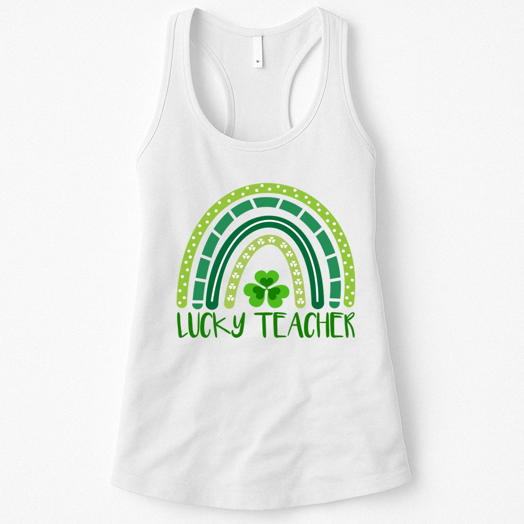Lucky Teacher Rainbow St Patricks Day Womens Tank Top