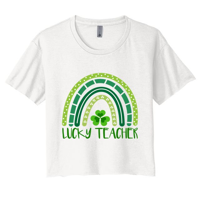 Lucky Teacher Rainbow St Patricks Day Crop Top