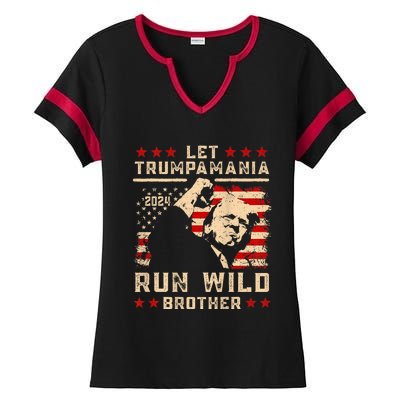 Let Trumpamania Run Wild Trump 45 47 Political Trumpamania Ladies Halftime Notch Neck Tee